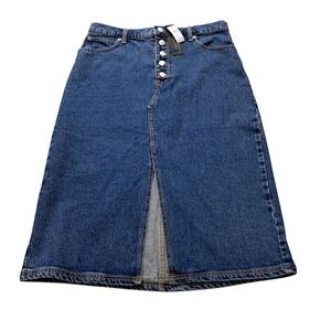 NWT Banana Republic Factory Denim Skirt Women's 8 Knee Length‎ Medium Wash Slit